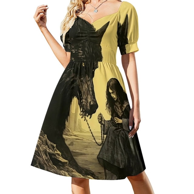Vestido de manga corta de los Hermanos Grimm, mundos de cuentos de hadas oscuros desviados, ropa de fiesta, vestido de noche para mujer
