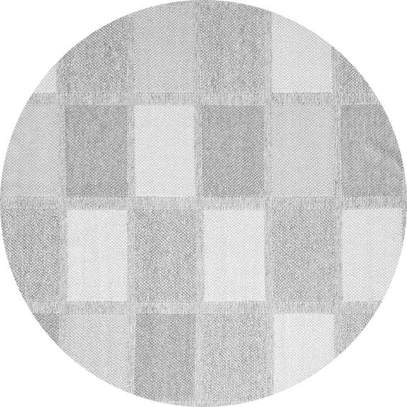 Ahgly Company Indoor Round Checkered Gray Modern Area Rugs, 7' Round