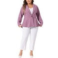 thumbnail image 2 of Agnes Orinda Women's Plus Size Blazer Button Notch Panel Ruffle Peplum Blazers 2X Purple, 2 of 6