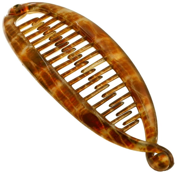 Camila Paris CP3098 4.5 inch French Banana Clip Hair Comb Classic Girls Updo Flexible Ponytail Holder Interlocking Banana Combs, Fashion Durable Styling Hair Accessories for Women, Made in France