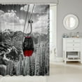 thumbnail image 2 of 3D Cable Car Shower Curtain,Mountain Pine Tree Jungle Bathroom Curtain Adult Room Decor,Winter Skiing Sports Waterproof Curtain Modern Dark Grey Bath Curtain,12 Hooks,72"Wx84"L, 2 of 5