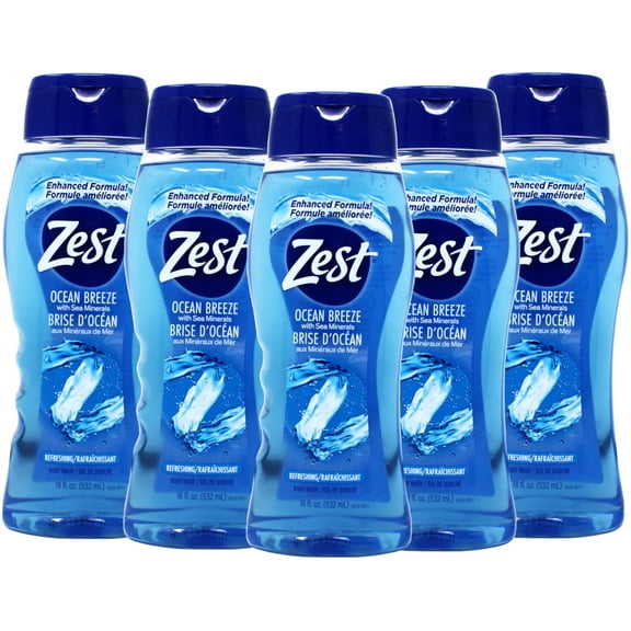 Zest Ocean Breeze Gel Body Wash 18 Ounce - Pack of 5