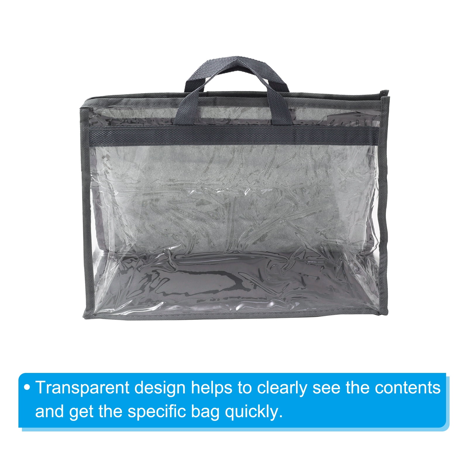 Unique Bargains Handbag Dust Bags Clear Storage Organizer Dustproof Cover Gray M