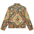 thumbnail image 4 of Jackets for Women Winter Coat Jackets Flannel Stand Collar Jacket(Heritage Bohemian Floral Traditional Moroccan Style,Size:S-4XL), 4 of 7