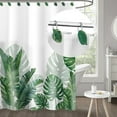 thumbnail image 2 of Sunlit Tropical Leaf Decorative Shower Curtain Hooks Green Botanical Shower Curtain Rings, Resin, Monstera Deliciosa Strelitzia Reginae Leaves Shower Curtain Hangers for Bathroom, Set of 12, 2 of 5