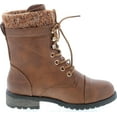 thumbnail image 6 of Link Mango-31 Kids Round Toe Military Lace Up Knit Ankle Cuff Low Heel Combat Boots, Tan, 1, 6 of 7