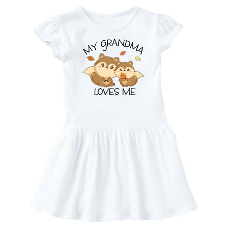 

Inktastic My Grandma Loves Me with Cute Squirrels in Autumn Gift Baby Girl Dress