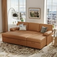 thumbnail image 6 of COPIAE 80” L Shaped Sofa Sleeper, 2 in 1 Pull Out Sofa Bed with Upholstered Cushion, Faux Leather Couch with Storage& Removable Armrest, Modern Comfort Sectional Couch Bed for Living Room Bedroom, 6 of 10