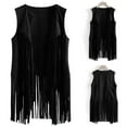 thumbnail image 2 of TODOZO Women Boho Western Tassel Vest Open Front Faux Suede Fringe Cardigan Sleeveless Jacket Vintage Hippie Outwear Western Outfits for Women Cowgirl Tassel Sleeveless Vest Black Xl, 2 of 5
