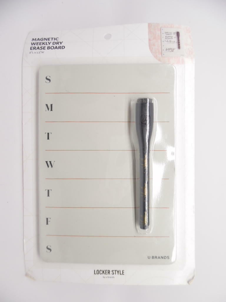 U Brands Locker Style Magnetic Mid Century Modern Weekly Mini Dry Erase Board