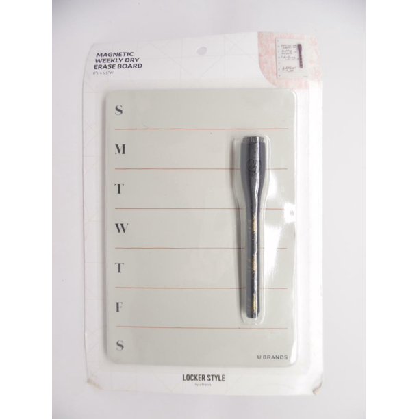 U Brands Locker Style Mid Century Modern Weekly Mini Dry Erase Board