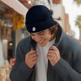 thumbnail image 4 of Dalix Mens Ghost Fisherman Beanie Hat Winter Knit Cuffed Watch Cap in Navy Blue, 4 of 5