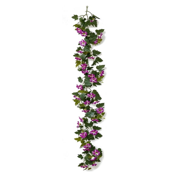 Gallickan Artificial Rose Vine, 6 Foot Faux Flower Garland with 33 Flowers, Long Greenery Wall Hanging, Realistic Leaves and Blooms, for Wall Decor, Wedding Backdrop, Purple