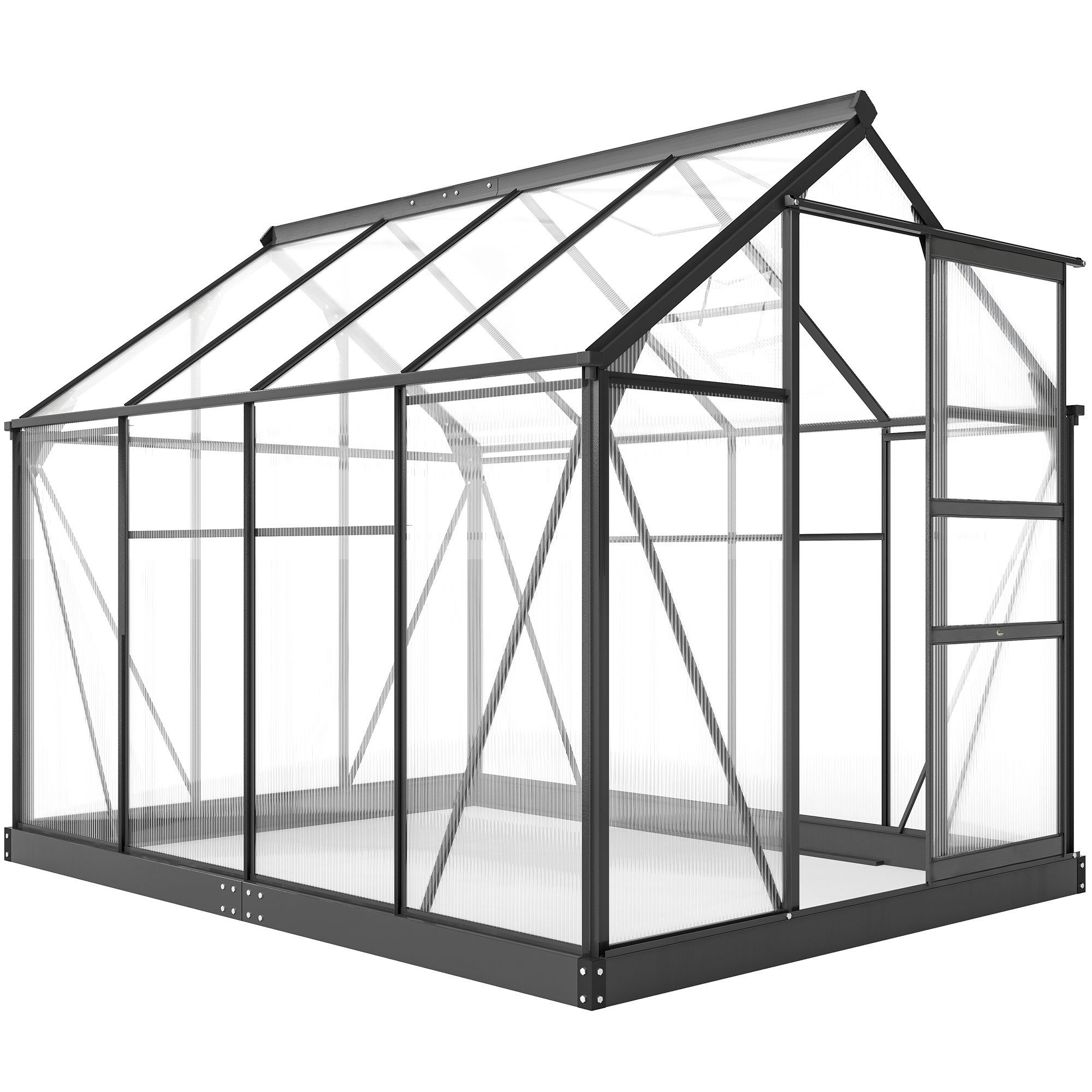 Outsunny 6.2' x 8.3' x 6.6' Polycarbonate Greenhouse, Heavy Duty Outdoor Aluminum Walk-in Green House Kit with Vent Door for Backyard Garden, Gray