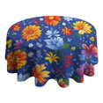 thumbnail image 4 of Pioneer Flower Floral Print Pattern Round Tablecloth 60"x60",Wrinkle Wipeable Table Cloth for Kitchen Dining Room Picnic Patio Party, 4 of 6