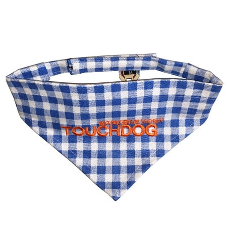 UPC: 0810010816856 | Touchdog  Bad-to-the-Bone  Plaid Patterned Fashionable Velcro Bandana – Medium / Blue