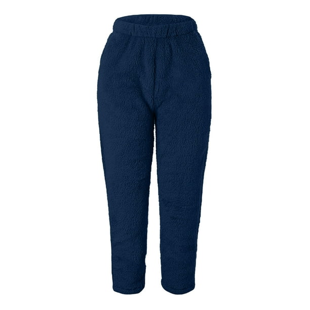 Pantalones de pijama de color liso para mujer - Elástico de cintura alta, poliéster terciopelo dorado, para casa/informal, tallas S-XXL (cintura 66-104 cm)