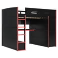 thumbnail image 3 of MODERNLUXE Full Size Gaming Loft Bed with Built-in Desk & Wardrobe,Solid Wood Loft Bed Frame with Drawers,RGB Light,USB Port & Storage for Teens Adults,Red, 3 of 9