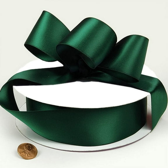 Hunter Green Double Faced Satin Ribbon - 1.5 Inch Width - 5 Yards (Not Wired)
