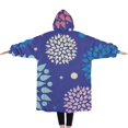 thumbnail image 2 of Oversized Wearable Blanket Hoodie,Colorful Floral Dots Pattern Sherpa Blanket Hoodie with Super Pockets,Super Warm Fuzzy Pullover for Women & Men, 2 of 6
