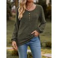 thumbnail image 3 of Button Up Blouses Tops for Women Elegant Lantern Long Sleeve T-Shirts Ribbed Knitted Tunic Tee Shermie, 3 of 6