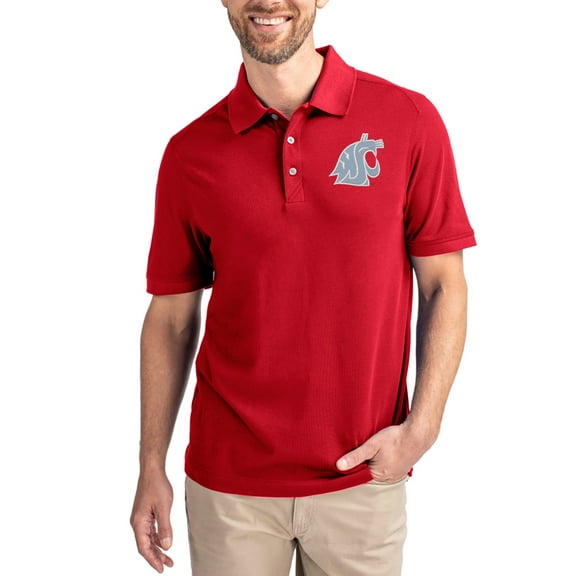 Men's Cutter & Buck Crimson Washington State Cougars Advantage Eco Pique Tri-Blend Polo