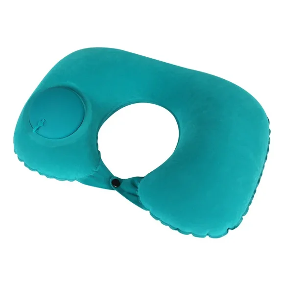 Inflatable Travel Neck Pillow, U-Shaped Portable Air Pillow with Press Pump for Airplane, Train, Car, and Office Rest