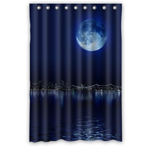 HelloDecor Moonlight Moon Phases Moons Shower Curtain Polyester Fabric