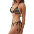 thumbnail image 2 of Japuie Rainbow Chequerboard Print Women's Two Piece Bikini Swimsuit, Sexy Triangle Top Bathing Suits,String Cheeky Bikini Sets for Beach or Pool -Small, 2 of 5