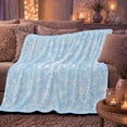 thumbnail image 6 of Blue Snowflake Winter Pattern, Festive Holiday Scene, Warm Flannel Blanket for Living Room and Family Room with Detailed Artwork, Art Lovers Housewarming Gift, Festive Home Decor, 6 of 9