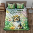 thumbnail image 2 of Shetland Sheepdog Hello Spring Time Flower Floral Nature Quilt Bedding Set Sheltie Dog Lover Gifts 1 Blanket Bed Cover 2 Pillowcases - 02031, 2 of 5