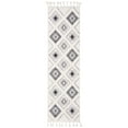 thumbnail image 3 of SAFAVIEH Moroccan Tassel Dawson Geometric Shag Area Rug, Grey/Ivory, 3' x 5', 3 of 9