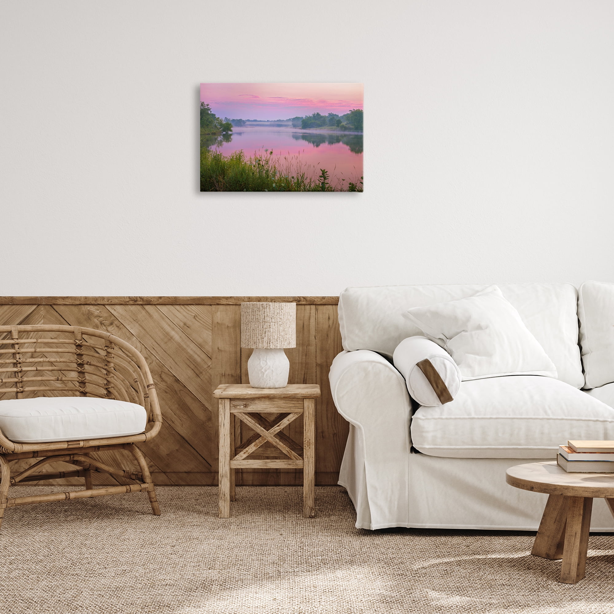 Stupell Industries Pink Dawn Sunrise Lake Landscape & Nature Photography Wrapped Canvas Art Print Wall Art, 24 x 16