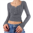 thumbnail image 1 of Blusa de Larga con Estampado de Hadas Grunge para Mujer, Estilo Otoño Y2k, con Cuello Cuadrado y Encaje, Estilo Vintage, Estilo Entallado. Gris L, 1 of 7