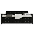 thumbnail image 3 of Home Design Elyria Twin Daybed with Velvet Upholstery, Diamond Button Tufting, Rounded Arms, Pull-Out Trundle, Solid Wood Frame, Stylish Seating and Sleeping, Black, 3 of 13