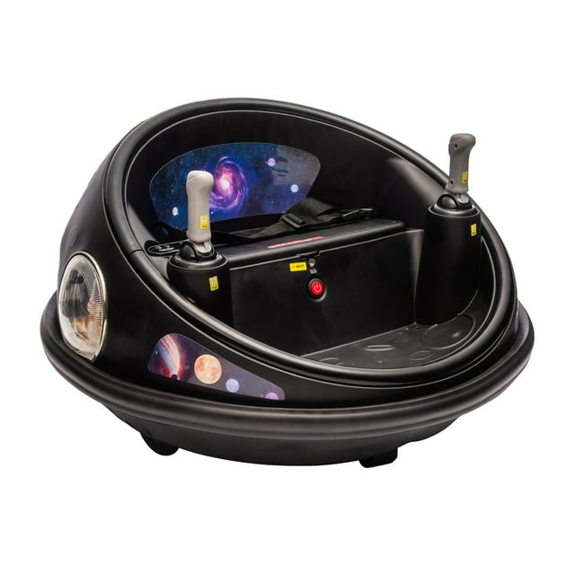 12V Kids Electric Bumper Car – 360° Spinning Ride-On Vehicle with Remote Control, LED Lights, Rechargeable Battery, Soft Bumper, Indoor/Outdoor Amusement Toy, Safe Gift – Black