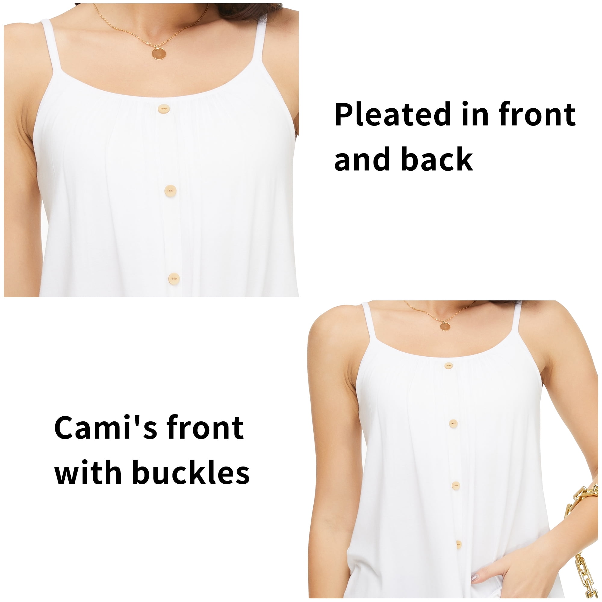 Flowy  Tank Tops Womens Top Sleeveless Square Neck Camisole With Shelf  Bra, Loose Fit, Pleated D Hem, Casual Style From Lucycloth, $12.64