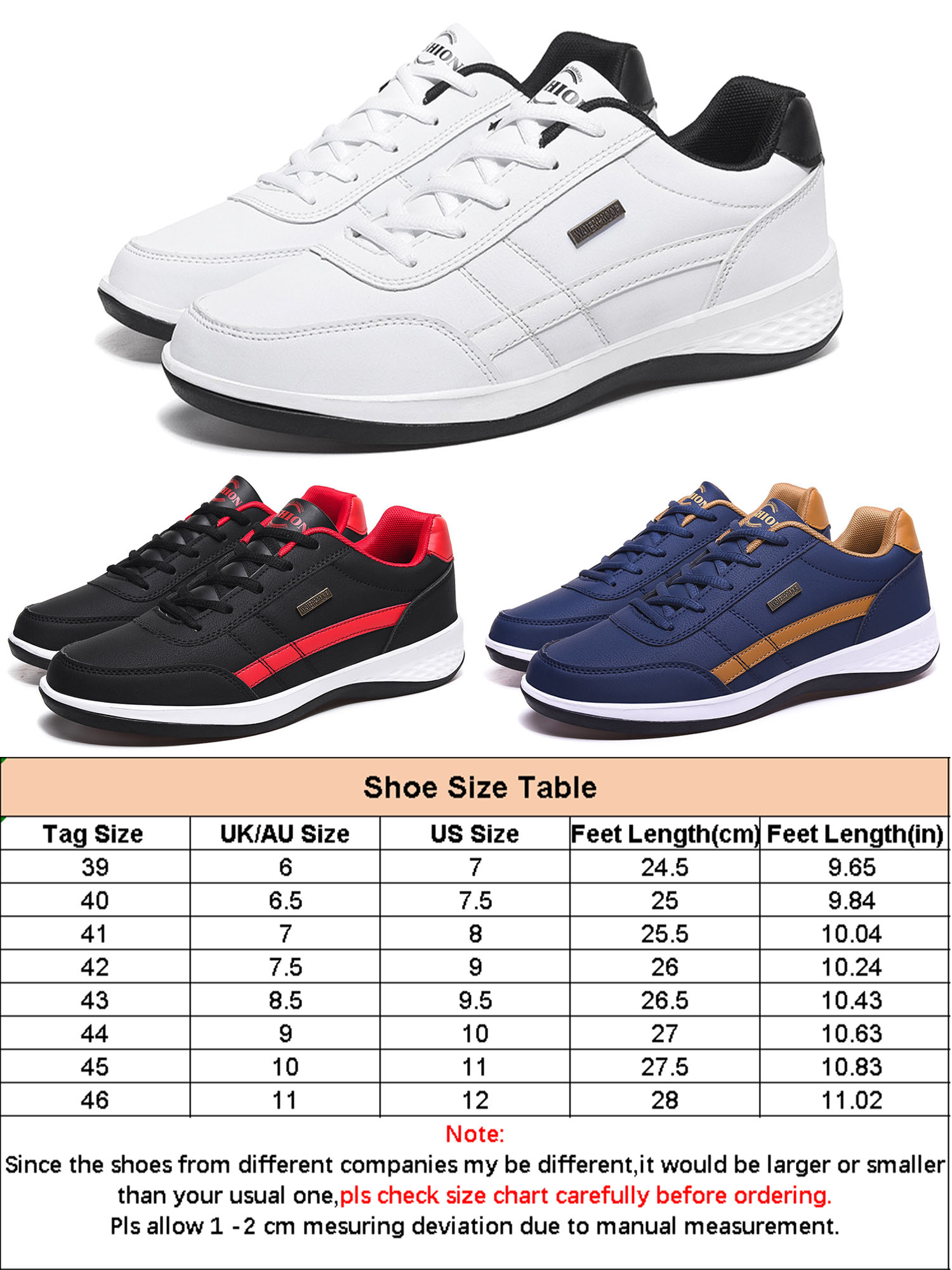 Avamo Casual Sneakers Men's Athletic Running Trainers Sports Tennis Fitness Shoes Gym White US 12 1 Pair - image 2 of 5