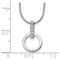 thumbnail image 3 of 925 Sterling Silver Snake Necklace with Pendants Chain White Ice 18 Inch Open Circle Diamond 2 Extender 20 19 mm, 3 of 7