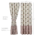 thumbnail image 2 of VHC Brands Rosehill Cottage Floral & Gingham Ruffled Cotton Curtain Panel Set - 40x84 Dusty Rose & Natural Window Drapes, 2 of 3
