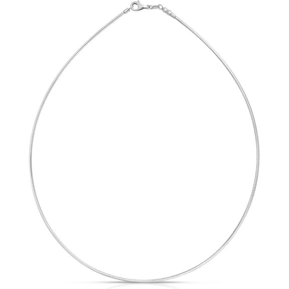 Floreo 14k White Gold 1mm Round Omega Chain Necklace