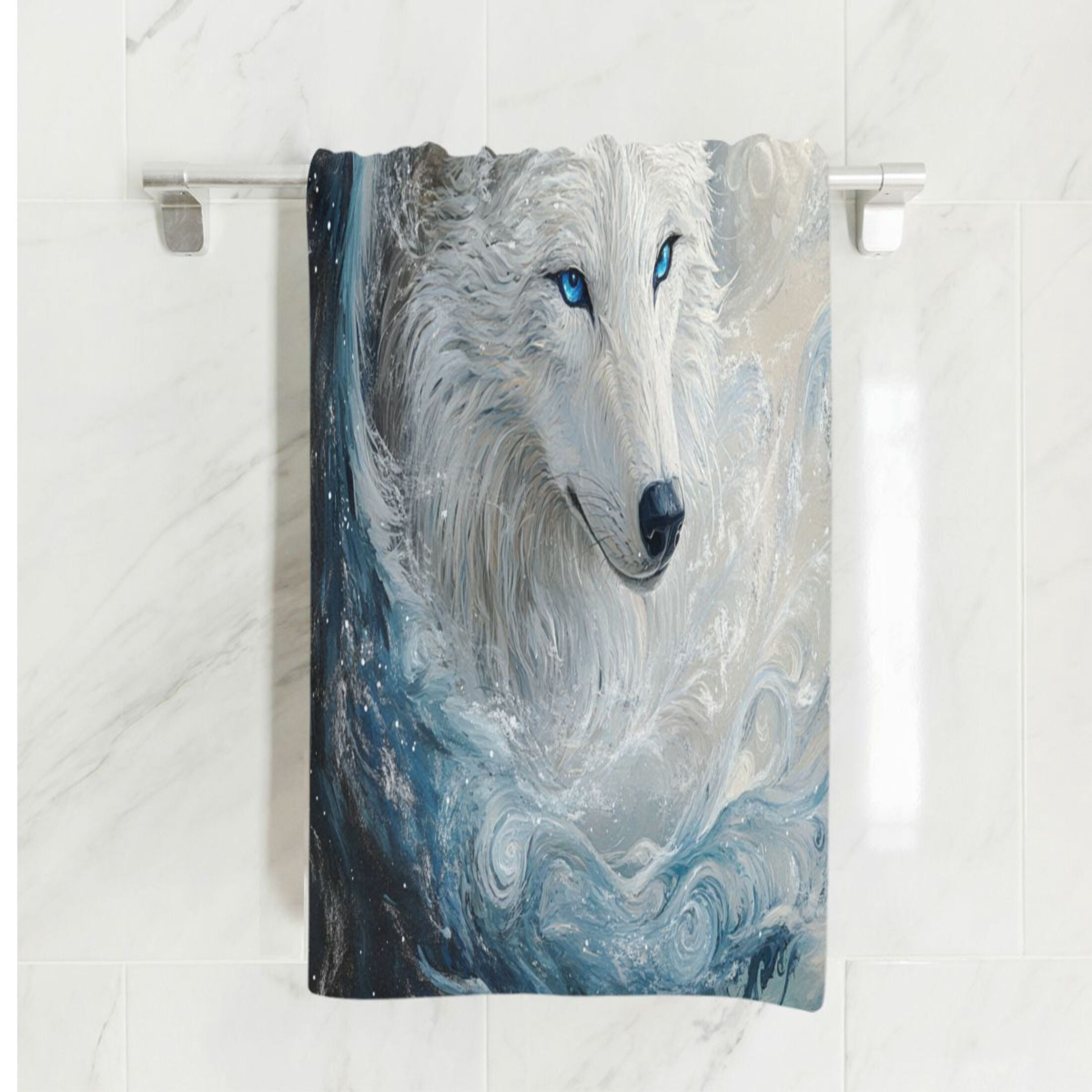 Qxltty White Wolf with Blue Eyes Extra Large Bath Towel 32"x64" Super Soft Highly Absorbent Quick Dry Shower Towel for Hotel Bathroom Guest Spa Gym