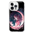 thumbnail image 1 of MUNDAZE Apple iPhone 14 Pro Shockproof Clear Hybrid Protective Phone Case Kawaii Manga Pink Cherry Blossom Moon Dreaming Girl Cover, 1 of 5