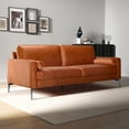 thumbnail image 5 of Modern Orange Velvet Sofa 220×80×75cm with Metal Legs, 5 of 10