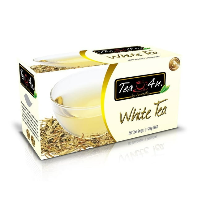 Tea4U White Ceylon Tea – 25 Tea Bags – Smooth, Fragrant Blend with Handpicked Leaves from Sri Lanka
