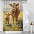 thumbnail image 3 of Farmhouse Highland Cow Funny Cattle And Flower Shower Curtain Modern Home Bathroom Bathtub Decor Waterproof Fabric with 12PCS Hooks, 3 of 8