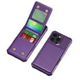 thumbnail image 3 of TECH CIRCLE for Apple iPhone 16 Pro Case 6.3" 2024, Plastic/PU Leather Phone Case with Magnetic Button Closure Credit Card Holder Slots, Wallet/Kickstand Function, Lightweight Protective Cover, Purple, 3 of 8