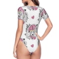thumbnail image 3 of Uemuo Cartoon Poodle Dog Pattern Women's One Piece Short Sleeve Swimsuit Rash Guard Surfing Modest Quick-drying Swimsuit Beach Essentials-Medium, 3 of 9