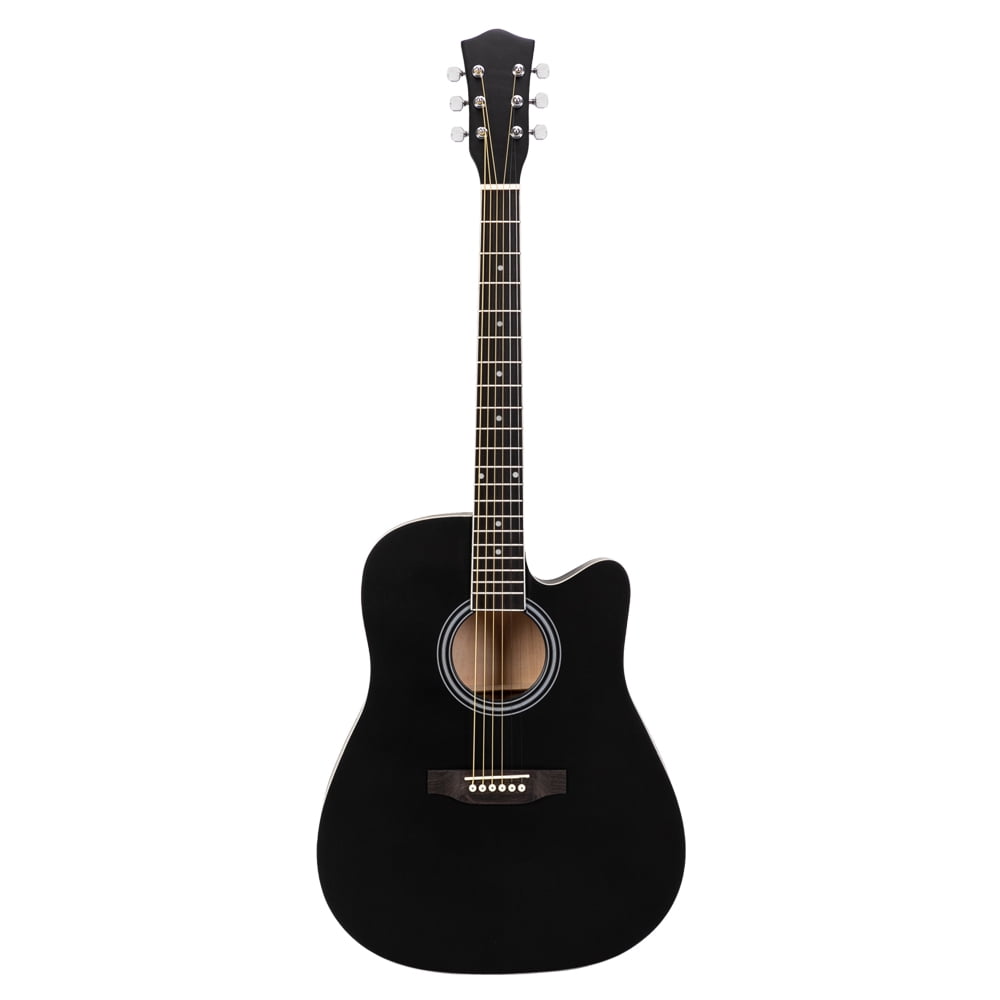 Kepooman Acoustic Guitar Beginner Adult Full Size 41 Inch Full Size Cutaway Acustica Guitarra Bundle Kit for Teen Student with Bag Cover Wrench Strings, Black