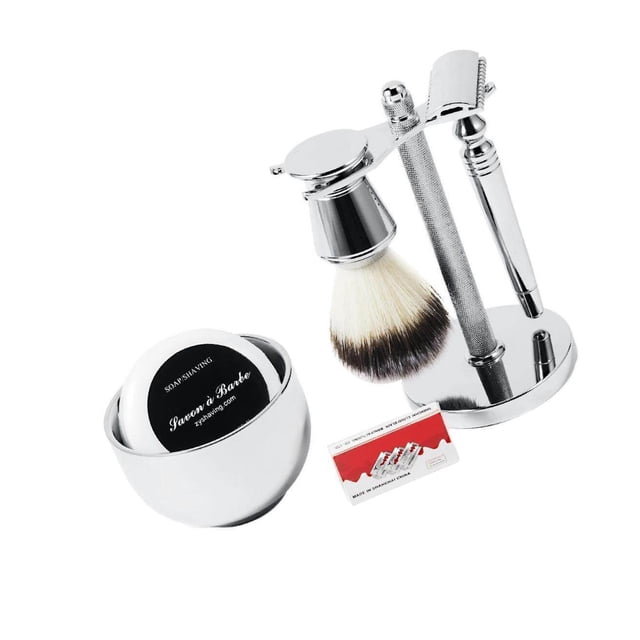 Ensemble de Rasage pour Hommes Support de Brosse de Rasoir de Sécurité Brosse de Rasage pour Hommes Kit Cadeau de Savon pour Tasse de Rasage